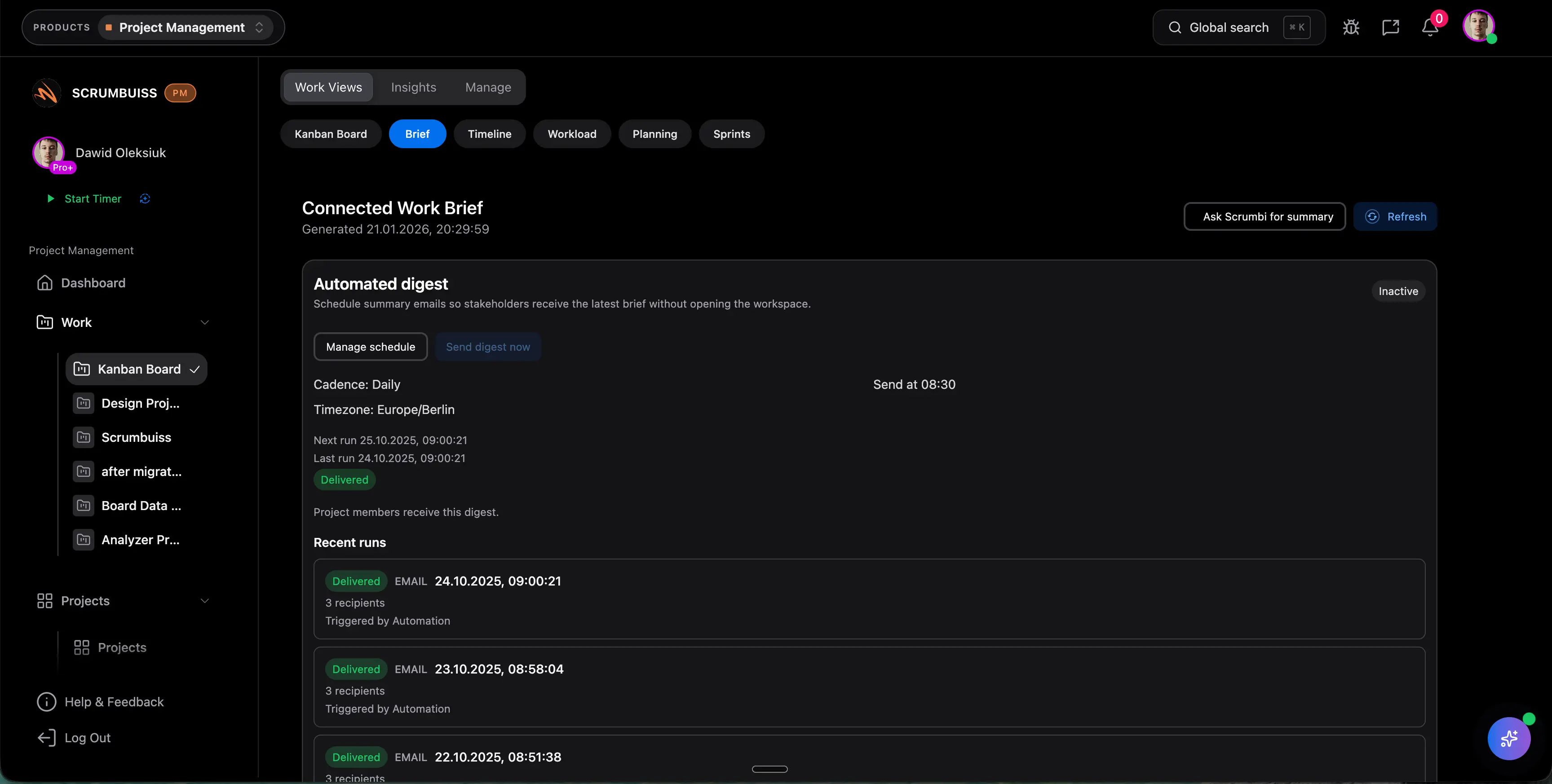Project brief template screenshot