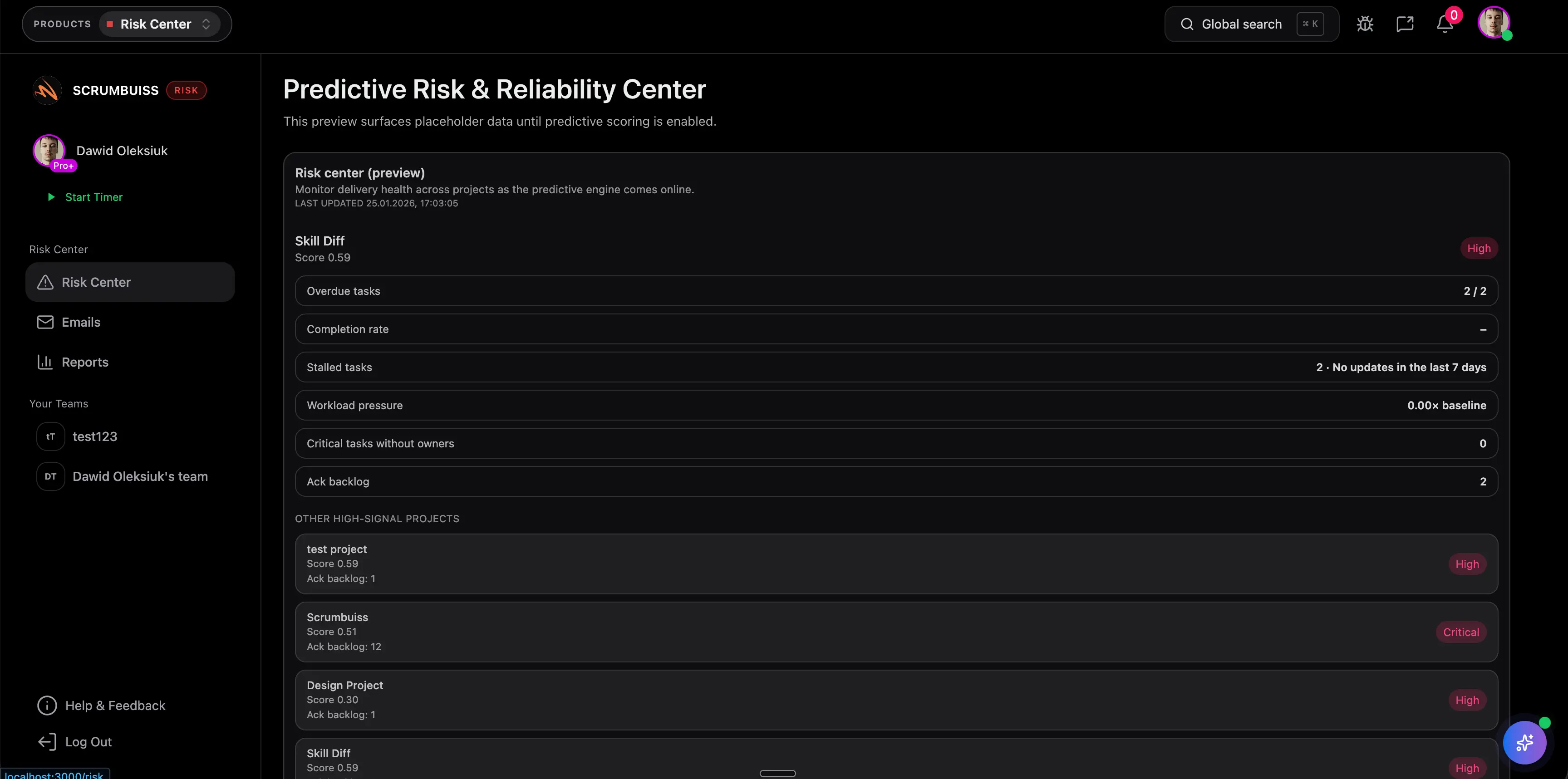 Risk Center screenshot