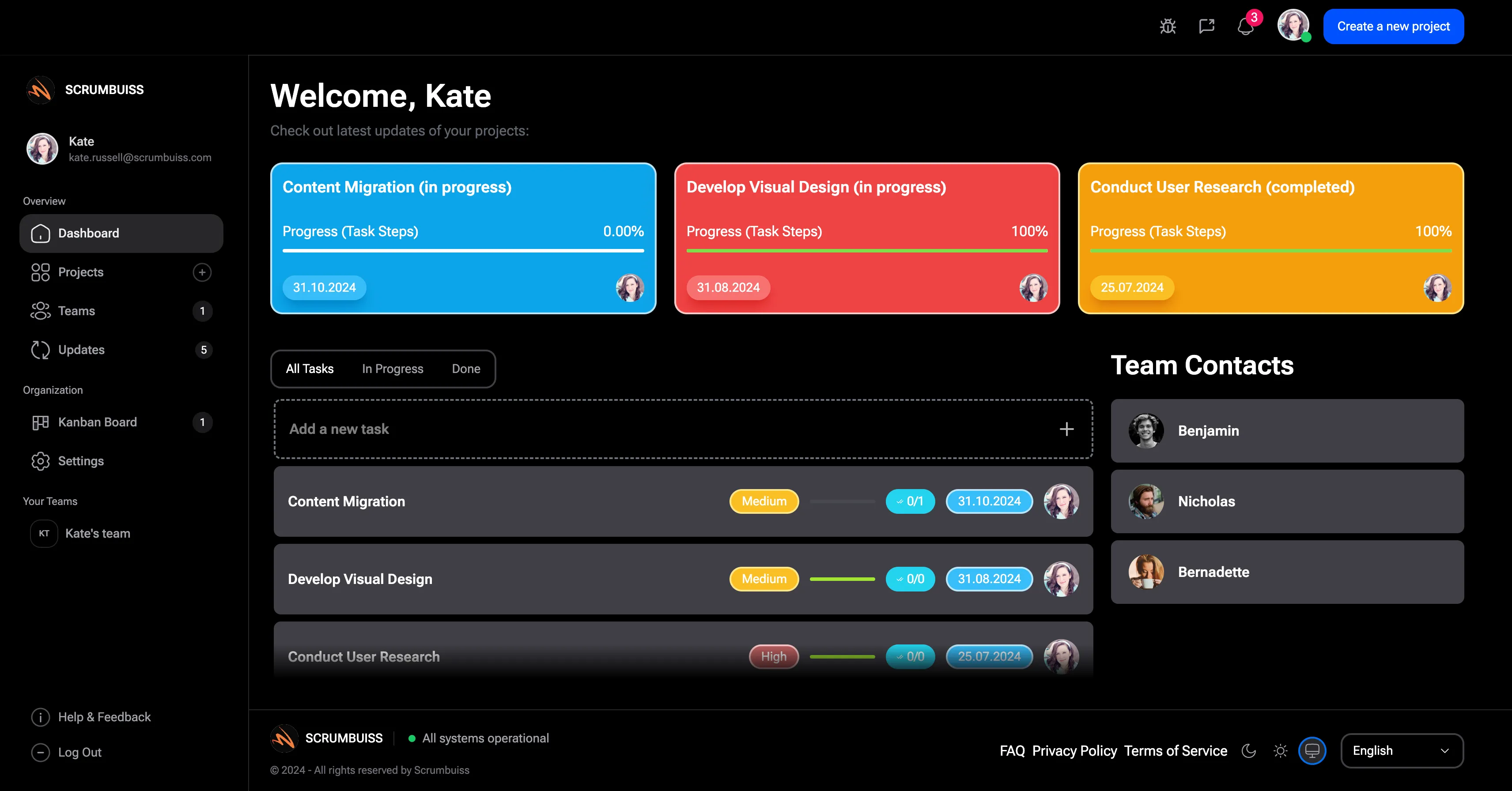 Activity feed dashboard