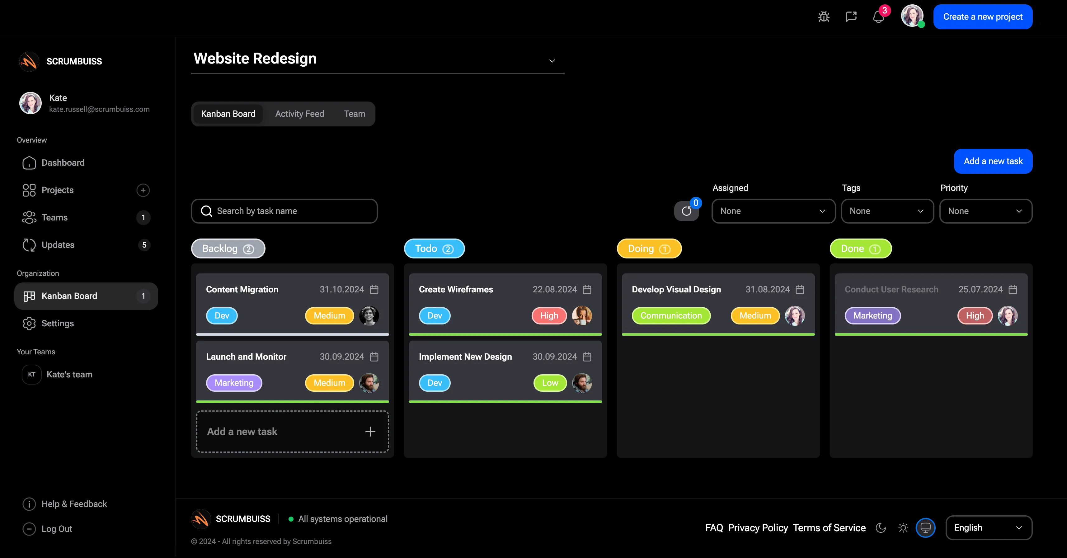 Activity feed kanban